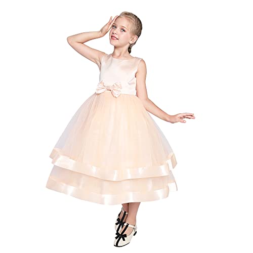 Sunny Fashion Vestito Bambina Senza Maniche Champagne Palla Toga Nozze Festa Pageant 12 Anni