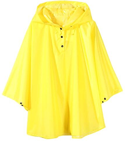 QIKADO Poncho Impermeabile Bambini, Mantella Antipioggia Bimba Cappuccio Poncho Antipioggia Portatile per Ragazzi e Ragazze Giallo/L