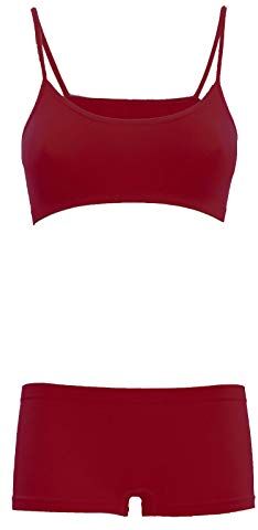 Toocool Completo Intimo Bambina Danza Microfibra Brassiere Reggiseno Pantaloncini TZ078 [12-14,Bordeaux]