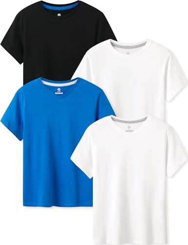 LAPASA Pacco da 4 T-Shirt 100% Cotone Bambini e Ragazzi Unisex K01 Abbigliamento Estivo Magliette Manica Corta Colori Assortiti Tinta Unica Multicolore 3 Anni