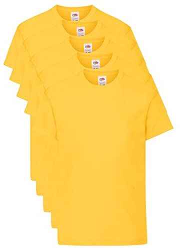 Fruit of the Loom T Originale Shirt, Girasole, 5-6 Anni (Pacco da 5) Unisex-Bambini e Ragazzi