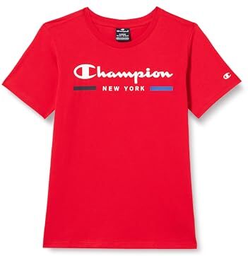 Champion Legacy Graphic Shop B New York S/S Crewneck T-Shirt, Rosso Intenso, 11-12 Anni Bambini e Ragazzi SS24