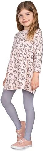 looksy Collant da bambina tinta unita 40 DEN opaco in morbida microfibra per bambini collant con piedi casual danza scuola balletto età 3-12, Grey, 7-8 Anni