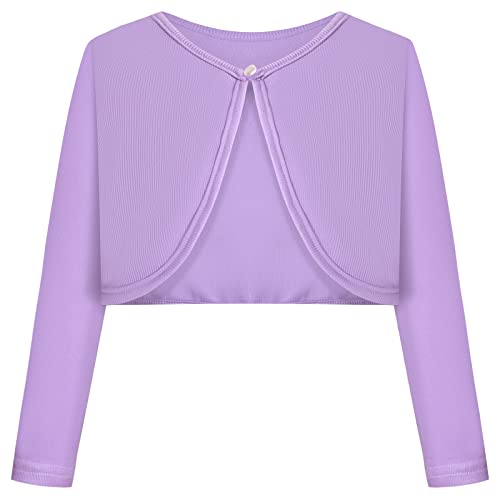 BONNY BILLY Cardigan Bambina Elegante Corto Cotone Bolero Coprispalle Ragazza Manica Lunga 3-4 Anni Viola