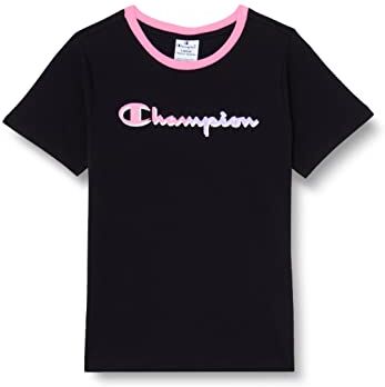 Champion Legacy C-Color-Logo S/S T-Shirt, Nero, 5-6 Anni Bambine e Ragazze