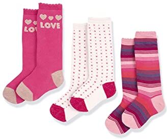 Chicco Set calzini sotto il ginocchio in cotone, Calze Unisex Bambini e Ragazzi, Rosa, 7-8 anni (pacco da 3)