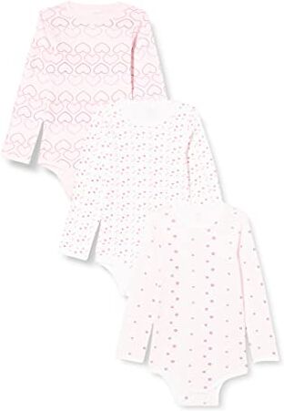 Care Body LS AOP (3-pack), Body Manica Lunga Bimba 0-24, Rosa Lightrose (500), 9-12 mesi