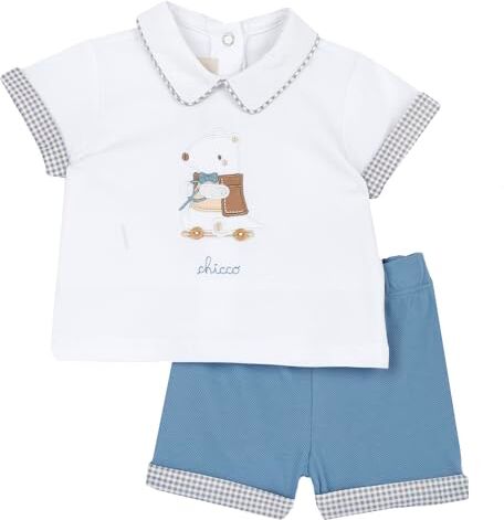 Chicco Completo 2 Pezzi T-Shirt E Pantaloncini Eleganti, Bimbo 0-24, Blu, 3 mesi