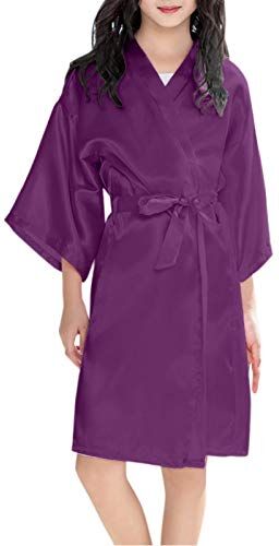 Topgrowth Accessorio Topgrowth Pigiama Bambina Accappatoio per Ragazza Pigiama Kimono Robes in Raso di Seta Mezza Manica Abiti da Notte Pigiama per Infantile 2-11 Anni (Viola, 6-7 anni)