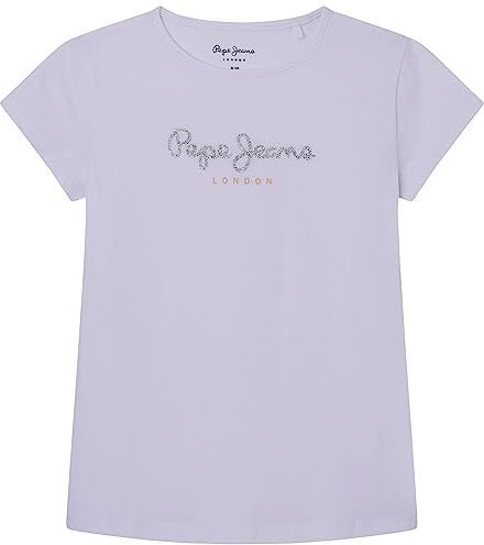 Pepe Jeans Hana Glitter S/S N, T-Shirt Bambine e ragazze, Bianco (White),4 anni