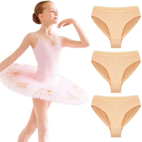 Domee Mutande Balletto Intimo Cotone Slips Danza Bambina Pacco da 3 Nudo 10-12 Anni (Taglia Produttore 150)