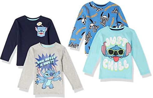 Amazon Essentials Disney   Marvel   Star Wars Maglie a Maniche Lunghe (precedentemente Spotted Zebra) Bambini e Ragazzi, Pacco da 4, Stampa Slogan 2, 2 Anni