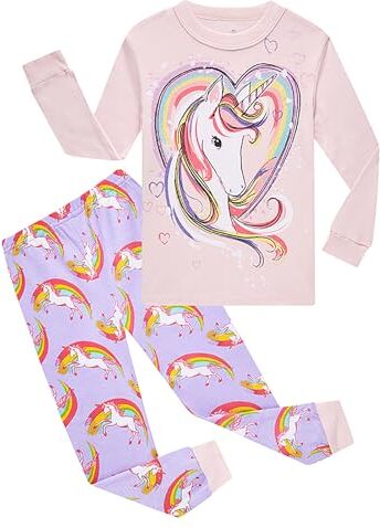 MIXIDON Bambine 2 Pezzi Pigiama a Maniche Lunghe per Ragazze Pajama Set 100% Cotone 10 Anni, Pattern 9