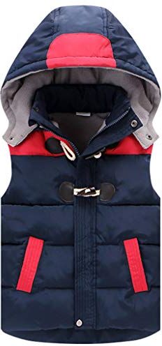 JiAmy Gilet Senza Maniche Bambini Piumino con Cappuccio Giacca Inverno Giubbotto Blu 5-6 Anni