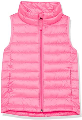 Amazon Essentials Piumino Smanicato Ripiegabile Impermeabile Leggero Bambine e Ragazze, Rosa Fluo, 9 Anni