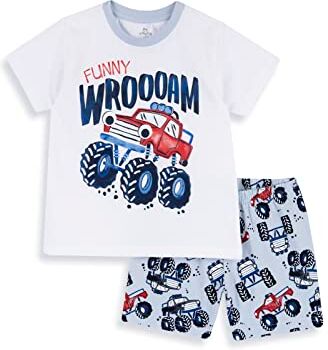 Chicco Pigiama corto con jeep in cotone leggero, Pigiama Bambini e ragazzi, Bianco, 12 mesi