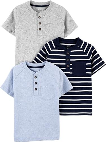 Simple Joys by Carter's 3-Pack Short-Sleeve Tee Shirts Maglietta, Blu Marino Righe/Blu Puntinato/Grigio Puntinato Pois, 18 Mesi (Pacco da 3) Bimbo