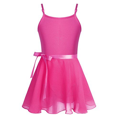 TiaoBug Vestito da Balletto Bambina Leotard Body da Danza Classica Body Ginnastica Artistica Abito da Ballo in Cotone Gonnellino in Chiffon Tutu Dancewear 2-16 Anni Rosa rosso A 8-10 anni