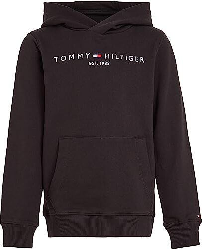 Tommy Hilfiger Felpa Bambini Unisex Essential Hoodie con Cappuccio, Nero (Black), 9 Mesi