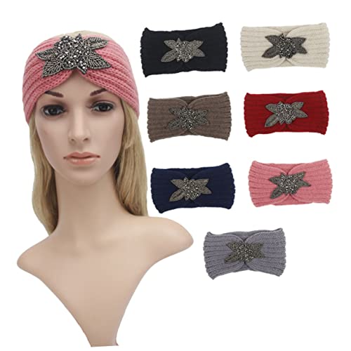 WOONEKY Scalda Orecchie All'uncinetto Fasce Di Moda Graceling Inverno Cavo Di Maglia Crochet Testa Sciarpa Intrecciata Fatto A Mano Turbante Nodo Lana Crochet Testa Più Calda