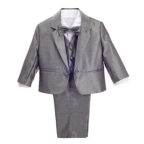 Lito Angels Completo Elegante Blazer Giacche per Bambino Bimbo, Smoking per Matrimonio Cerimonia, Taglia 18-24 Mesi, Grigio Argento (Etichetta in Tessuto 02)