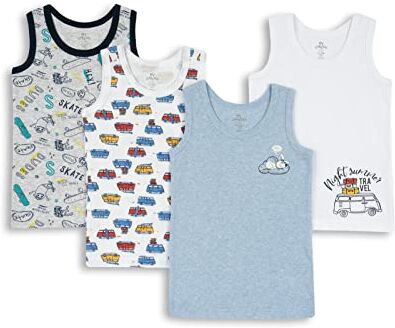 Chicco Set di Canottiere in cotone, Intimo Bambini e ragazzi, Azzurro, 8 anni (pacco da 4)