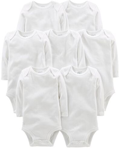 Simple Joys by Carter's Side-Snap Long-Sleeve Shirt Body, Bianco, 3-6 Mesi (Pacco da 7) Unisex-Bimbi