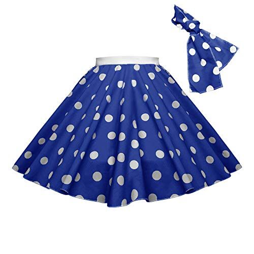 Mums Essentials Gonna a pois da bambina, tipo Rock n Roll, stile anni ‘50-‘60 blu Navy Blue & white spot