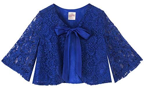 BONNY BILLY Cardigan Bambina Elegante Pizzo Bolero Coprispalle Ragazza Manica 3/4 5-6 Anni Pizzo Blu