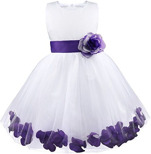 Freebily Vestito da Principessa Bambina Abiti da Damigella Ragazza Abito da Sera Lungo Vestito da Cerimonia Elegante Senza Maniche Gonna Lunga Tulle Festa di Compleanno Viola A 5 Anni