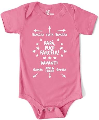 MyFirstwo Body Neonata Papà Divertenti Papà Puoi Farcela Tutina Manica Corta Unisex Bimba 100% Cotone Morbido e Traspirante, Simpatica Idea Regalo Festa del Papà e Baby Shower 18-24 mesi