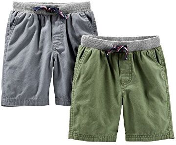 Simple Joys by Carter's Shorts, Pack of 2, Verde/Grigio, 4 Anni (Pacco da 2) Bimbo