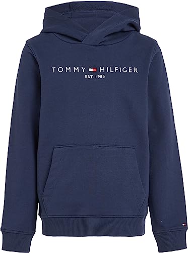 Tommy Hilfiger Felpa Bambini Unisex Essential Hoodie con Cappuccio, Blu (Twilight Navy), 8 Anni