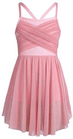 iEFiEL Vestito da Balletto Bambina Ragazze Leotard Body Dancewear Ginnastica Danza Classica in Chiffon Senza Manica Aderente Gonna Allenamento Ballo Elegante 4-12 Anni Rosa 10 anni