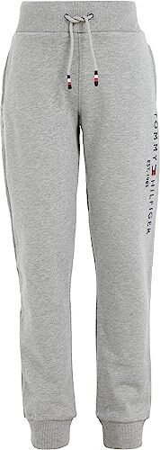 Tommy Hilfiger Tuta da Ginnastica Bambini Unisex Essential Sweatpants Cotone Bio, Grigio (Light Grey Heather), 12 Anni