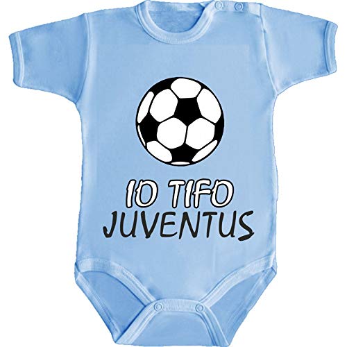 DANZA in VETRINA Body Neonato Bimba Bimbo IO TIFO JUVENT..Squadra Pallone (Azzurro, 12 Mesi)