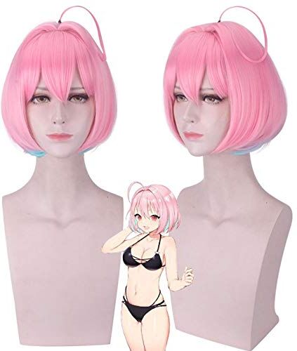 EQWR Le parrucche cosplay delle ragazze di Idolmaster Cenerentola Yumemi Riamu Parrucca in stile bobo corto Parrucca sintetica termoresistente + cappuccio parrucca PL-165