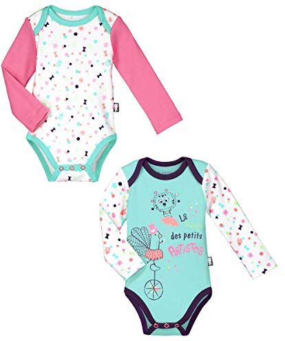 Petit Béguin Set di 2 body a maniche lunghe Bambino Ragazza Piccola Truppa – Taglia – 6 mesi (68 cm)