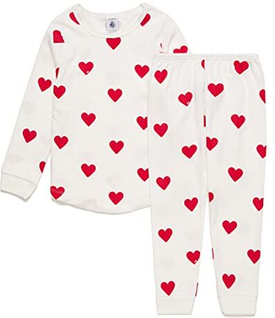 Petit Bateau 59401, Pigiama Bambine e ragazze, Bianco Marshmallow/Rosso Terkuit, 12 anni