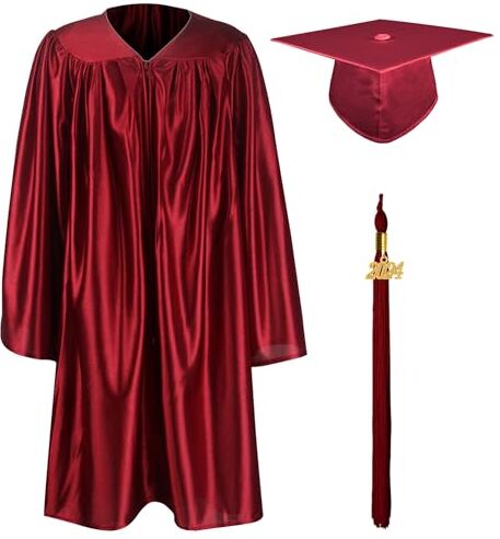 GraduationMall Ragazzo Ragazza Toga Laurea Cappello e Abito per Bambini 2024 Prescolare Scuola Materna Costume Marrone 36(131-138cm)