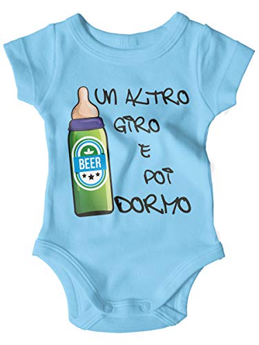 STAMPATEK Body Neonato Divertente Birra e poi Dormo Bodino Manica Corta Idea Regalo Nascita Tutina Neonato Bimbo Bimba