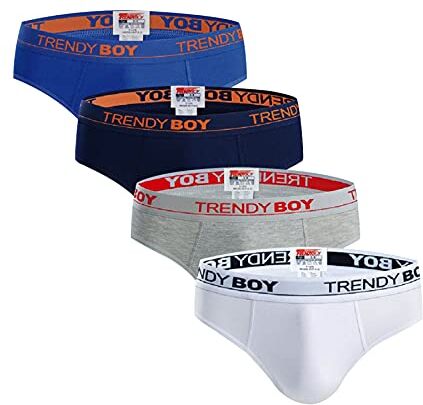 Trendy Boy Intimo Bambino in Cotone Intimo 2-12 Anni Mutande Bambino Confezione da 4 Pezzi Design Italiano Multicolore Ultra Morbido (1378-Blue Combo, 10-12 Years)