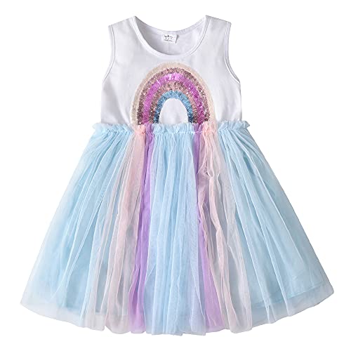 VIKITA Vestito Cotone Stampa Principessa Tulle Tutu Festa di Compleanno Abito Bambina Sh4791 7-8 Anni