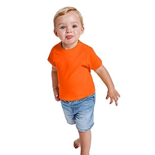 24 JOYAS Maglietta colorata con maniche corte per neonati, 100% cotone, confortevole, morbida, calda e piacevole al tatto, arancione, 6 Months