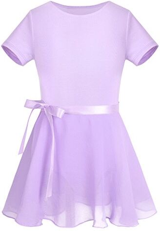 TiaoBug Vestito da Balletto Bambina Leotard Body da Danza Classica Body Ginnastica Artistica Abito da Ballo in Cotone Gonnellino in Chiffon Tutu Dancewear 2-16 Anni Lavanda D 3-4 anni