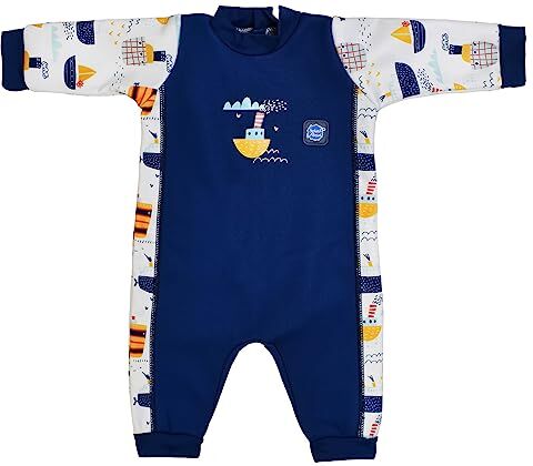 Splash About Warm in One Costume da Bagno Caldo per Bambini, Piece Swimsuit Baby Boys, Tug Boats, 0-3 Mesi