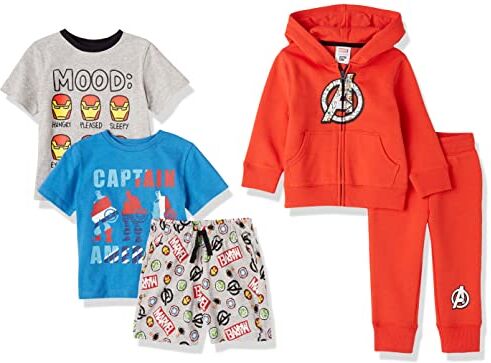 Amazon Essentials Disney   Marvel   Star Wars Completi (in precedenza Spotted Zebra) Bambini e Ragazzi, Pacco da 5, Marvel/Capitan America, 4 Anni