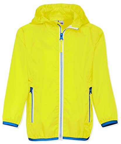 Playshoes Giacca antipioggia pieghevole, Giacca funzionale impermeabile antipioggia Unisex Bambini e ragazzi, giallo neon, 116