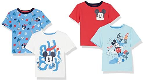 Amazon Essentials Disney   Marvel   Star Wars Magliette a Maniche Corte (precedentemente Spotted Zebra) Bambini e Ragazzi, Pacco da 4, Stampa Topolino, 4 Anni