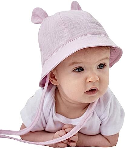 Loalirando Cappello da Sole Neonate 0-24 Mesi Cappello in Cotone 100% Morbido Anti-UV per Neonate Regalo Estate Cappello da Spiaggia (A-Viola, 3-12 Months)